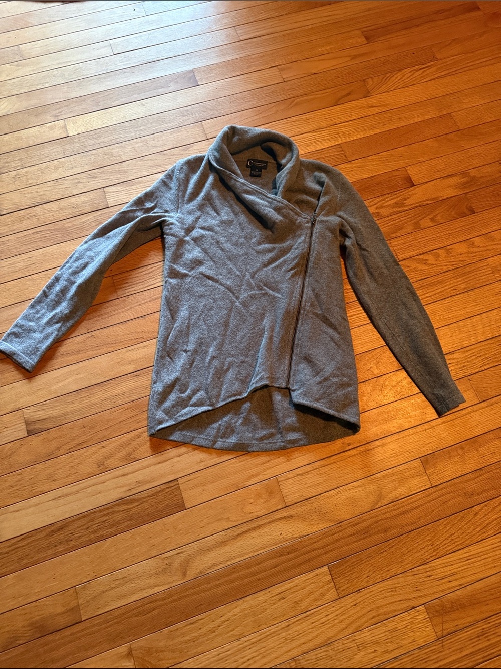 Bloomingdale's Heather Gray Draped Cowl-Neck Sweater